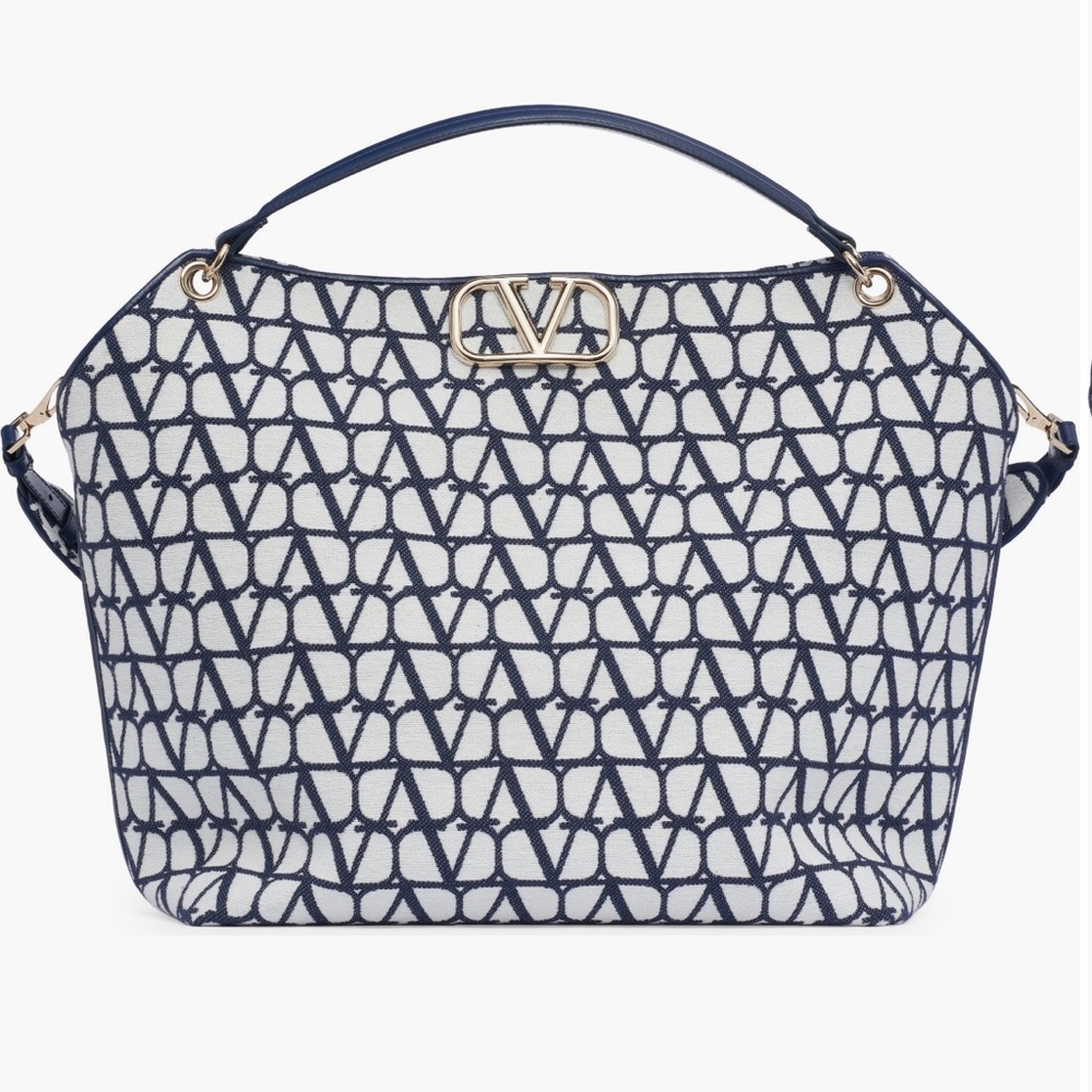 Valentino Garavani VLOGO Monogram Toile Canvas Hobo Bag